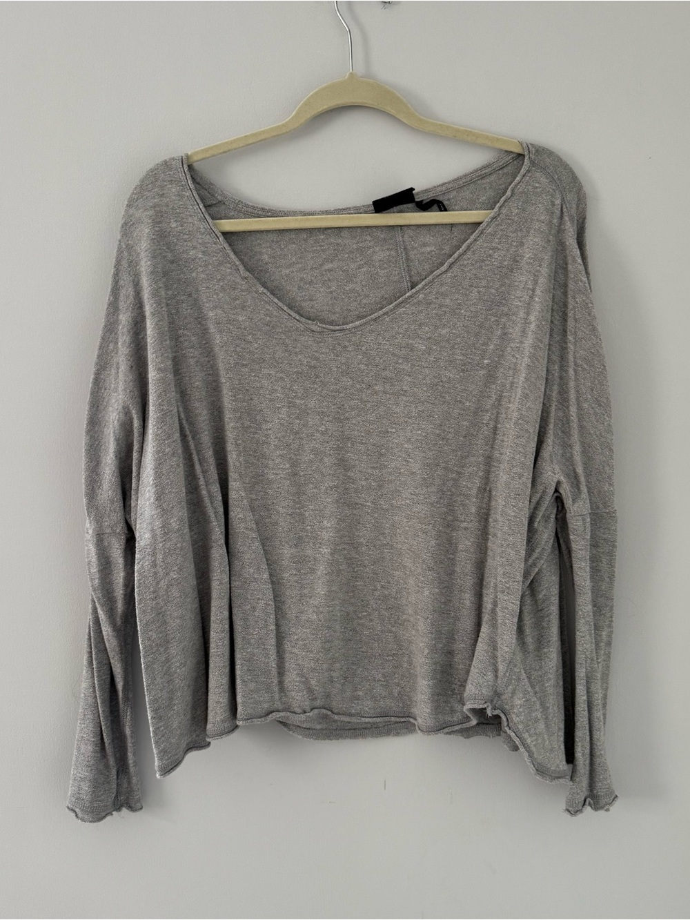 Urban Outfitters Heather Gray Scoop-Neck Long Sleeve Tee